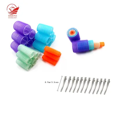 In Stock Hair Roller Set for Medium Hair Curler Rollers Purple Color With Metal Hair Clips