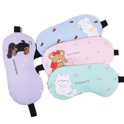Cute Bear Print Animal Design Sleep Mask Promotional Sale Cotton Eye Mask for Sleeping