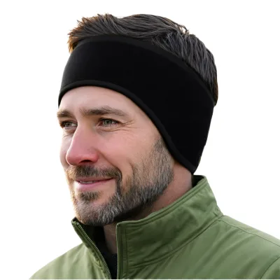 180s Unisex Winter 100% Cotton Fleece Lined Headband for Men Women Kids Great for Skiing Running Cycling-Black Medium