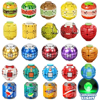 Hot Plastic 3D Press Spinning Fidget Ball Stress Relief Light up Fingertip Spinners Press-and-Spin Dual-Mode Fidget Spinner Toy