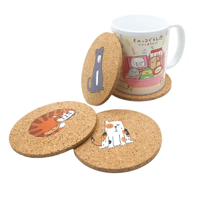 Dining Table Decoration Kitchen Accessories Cute Cat Dog Heat Resistant Placemats Cork Tea Drink Coaster Set