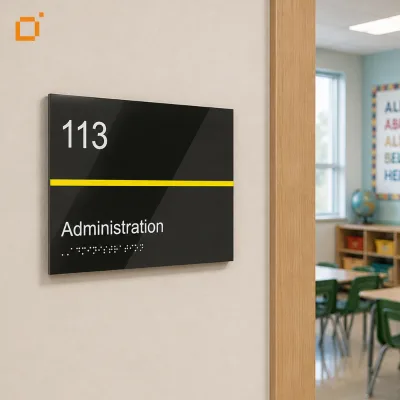 High Quality Administration Room Sign Door Signage Grade2 Braille Tactile Plate for Commercial Workplace Interior Identification