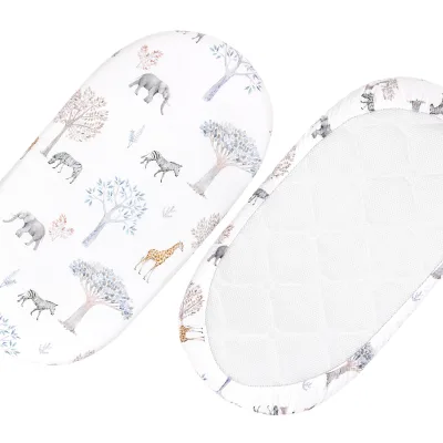 2Pcs Cartoon Floral Soft Polyester/Cotton Bassinet Sheet Set Comforter Cover Portable Bassinet Bedding  Baby Newborn Bed Sheet
