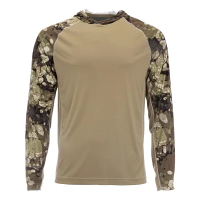 Camo or Blank Customized Fishing Hoodies Breathable Lightweight Bug Stopper Solar Flex Raglan Fishing Hoodies