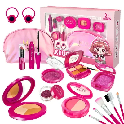 DIY Non Brushing Make up bag Set Kids pink Makeup case Set Girls Play House Toys girl Cosmetics Toys