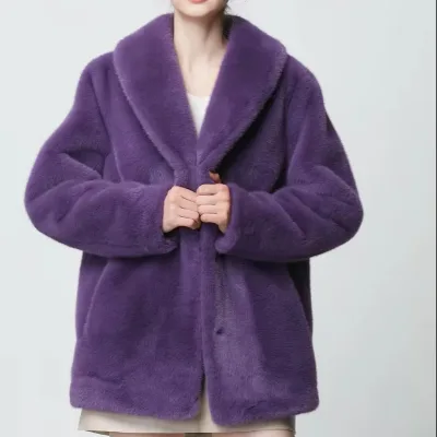 Hot Selling Quality Fashion Luxurious Faux Mink Fur Coat Thick Winter Women Fur Coat