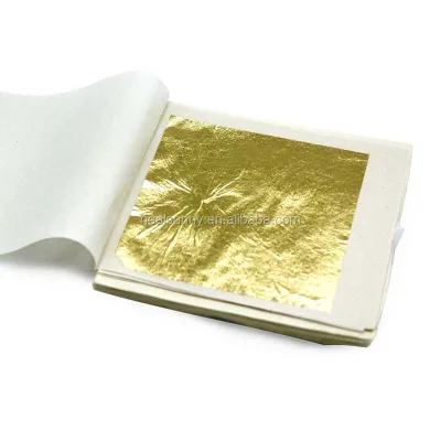 Factory Supply 99% Pure Gold Leaf Sheets Paper Food Decoration 24K Pure Gold Foil Mask Edible Gold Leaf Paper for Mask
