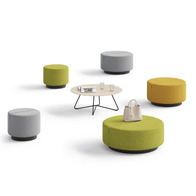 Heavy-Duty Commercial Modular Round Bench Upholstered Ottoman Stool for Office Lobby Waiting Public Space