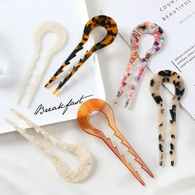 Custom Hair Sticks Multi Color Stitching Diamond Hair Sticks Irregular Double Prong Crystal Hair Chop Sticks for Women