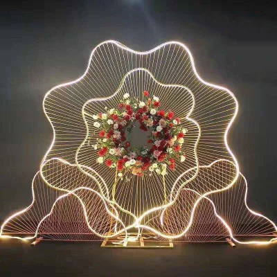 Arch Background Outdoor Flowers Wedding Decoration Gold Iron Wedding Backdrop