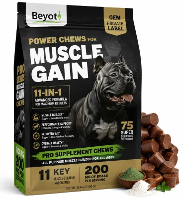 Custom Dog Weight Gainer Chews Weight Gain Supplements Dog Protein Chew Bites Protein Powder High Calorie Dog Food Supplement