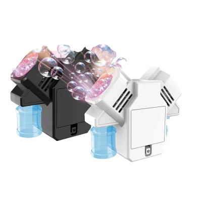 Double-Headed Electric Plastic Bubble Blower Toy Bubble Machine Double Bubble Blower Rotating Outdoor Activity Bubble Toy
