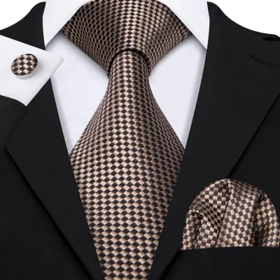 Wholesale Copper Black Checked Business Men Silk Ties