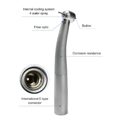 High Speed Dental Handpiece LED E-Generator 4 Hole/2 Hole Push Button Turbine Handpiece for Dental Clinic