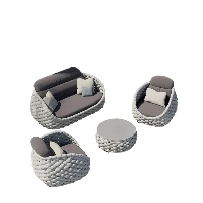 Modern Outdoor Sofa Set for Hotel Use Fabric Covered Courtyard & Villa Balcony Furniture Combination