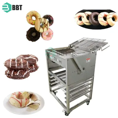 Stainless Steel Automatic Donut Enrober Glazer Easy Clean Food Safe Chocolate Coating Machine New Condition