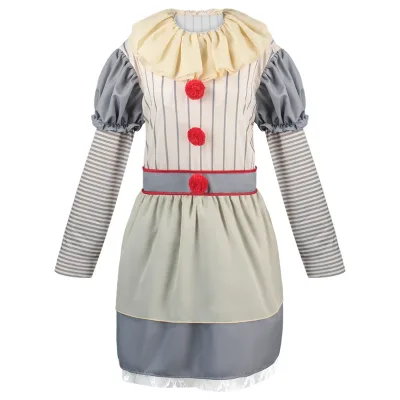 Halloween Women Funny Horror Clown Costume Day of the Dead Style Cosplay Stage Performance Outfit