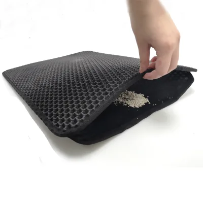 Double-Layer EVA Cat Litter Box Accessories Washable and Splash Proof Filtered Mat for Kitty