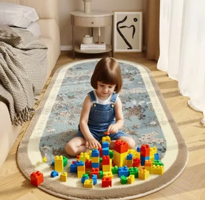 XunYao Hot Sale Full Set Anti slip Polyester Home Living Room Bedroom Home Floor Green Carpets and Rugs Mat Price
