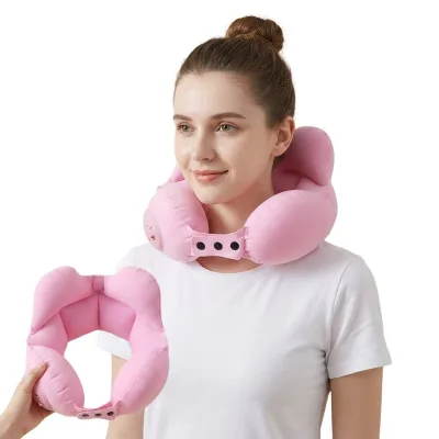 WEILIAN Inflatable Cervical Neck Rest Portable Blow up Travel Pillow U Shaped Air Pillow for Plane
