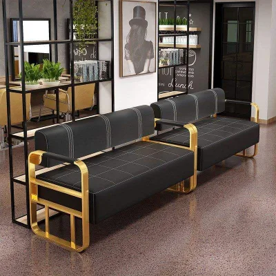 Hair Salon Waiting Chairs Beauty Salons Clothing Stores Lounge Areas Modern Minimalist PU Leather Metal Frame Eco-Friendly