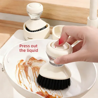 Soap Dispensing Dish Brush Multifunctional Household Kitchen Pot Washing Brush Durable Plastic Cleaning Scrub Brush