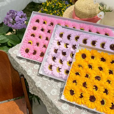 Valentines Day Gift 2025 for Couples Romantic Decorations Hand Soap Flowers Gift Box 50 Pcs/box Soap Sunflower Flower
