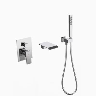 In-wall Concealed Shower Mixer Faucets Black Rainfall Rain Shower System Set Bath & Shower Faucets Brass Square Modern Ceramic