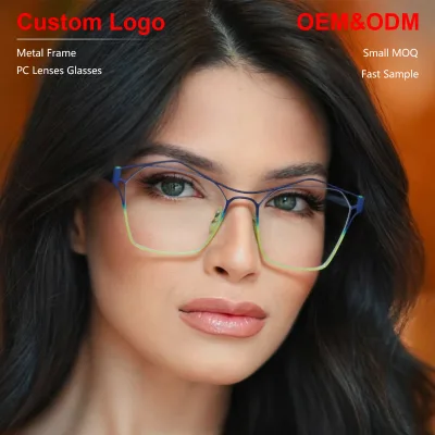 Sunray OEM ODM Newest Factory Direct Unisex Classis Blue Green Cat Eye Full-Frame Anti Blue Light Blocking Optical Frame