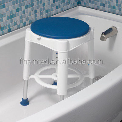 Swivel Adjustable Bathroom Stool with Removable Tray