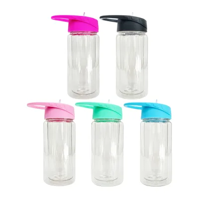 50 Pcs/case USA Warehouse 10oz Kids Plastic Snow Globe Water Bottle Tumblers Wholesale Pre Drilled Plastic Sports Bottles