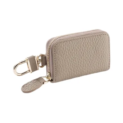 2027New Genuine Leather Key case Dual Zippers Cross-border Top-grain Cowhide Belt-clip Organizer Unisex Portable Key Bag CL-3483