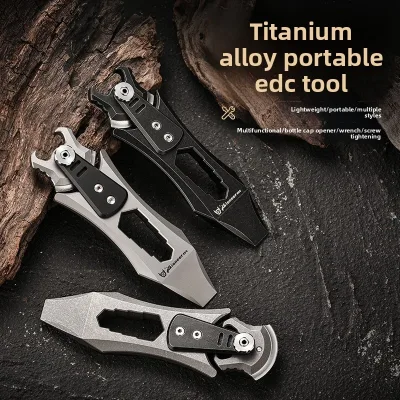 Titanium Alloy Mini EDC Pry Bar Multi Wrench Bottle Opener Portable Outdoor Survival Pocket Gear Custom Logo