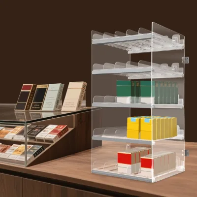 27in Automatic Feed Cigarette Display Stand Holds 250 Packs Automatic Feed Tobacco Rack for Retail Convenience Store Countertop