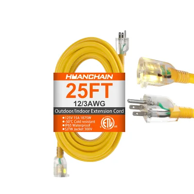 12 Gauge 25FT Electric Electronic Extension Cord 3 Prong Power Cable STJW Outdoor Indoor Extension Cord