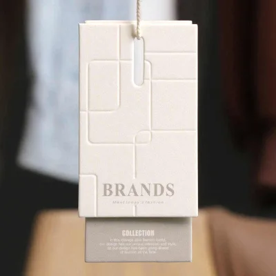 High-end Clothing Tag Thickened Paper Concave-convex Craft Clothing Tag Men's Clothing Label Card Custom logo Free Design