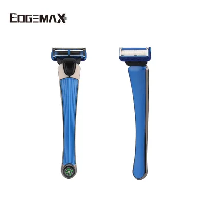 Compass Travel Razor Set, 6 Blade Razor for Travel, Zinc Alloy Metal Handle Replaceable Razor