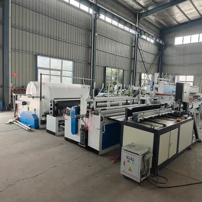 Toilet Paper Rewinding Machine Auto Feeding Embossing Perforating Edge Trimming Equipment
