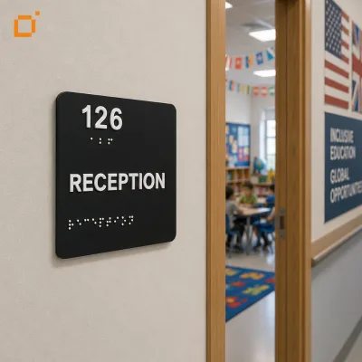 Durable the Door Number Sign Blind Friendly ADA Standard Tactile Raised Plaque for Public Facility Apartment Indoor Outdoor Use