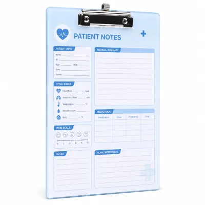 Custom Acrylic Clipboard OEM ODM Full Color Printed Board With Metal Clip Pen Holder for Medical Nurse Clinic Hospital Use