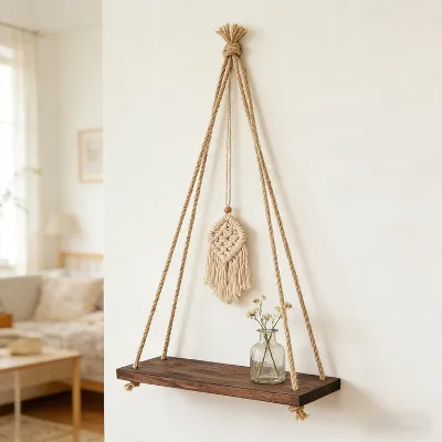 Engraving Durable Wooden Craft Wooden Suspension Type Rack Wooden Display Rack Placed in the Sitting Room