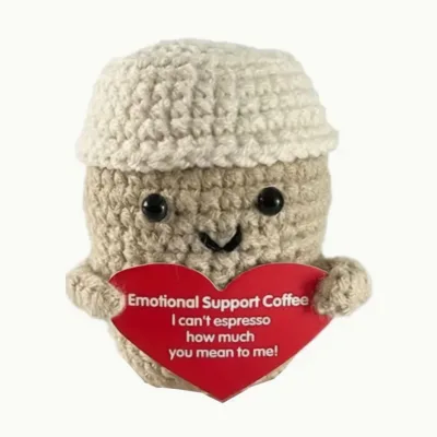 Cross-border New Product Positive Coffee Cup Crochet Doll Hand-crochet Positive Energy Coffee Cup