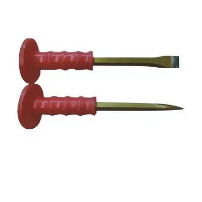 C-01R Chisel Heavy Duty Chisel Set Flat and Point Chisel with Rubber Handles Chisel Kit for Concrete Stone