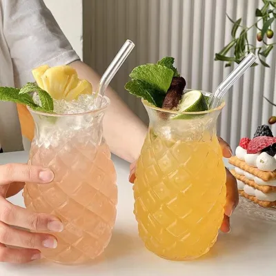 Creative Embossed Borosilicate Glass High-temperature Resistant Modern Minimalist Lidless Restaurant Juice Cup Cold Drink Glass