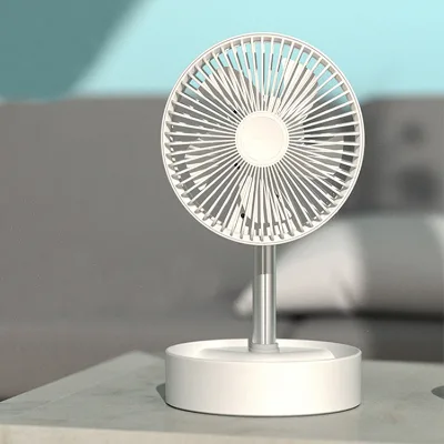 Folding Telescopic Oscillating Floor Fan Digital Control Plastic 7200mAh Battery Adjustable Height Easy Carry Outdoor Use Remote