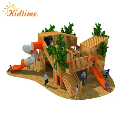 Kindergarten Playground Equipment Outdoor Wooden Treehouse Playground Custom