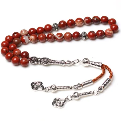 New Beaded Necklace Natural Red jasper Islamic Prayer Beads Sibha Misbaha