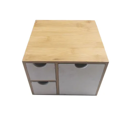 Creative bamboo drawer type storage box multi-functional household cosmetics jewelry desktop sorting box