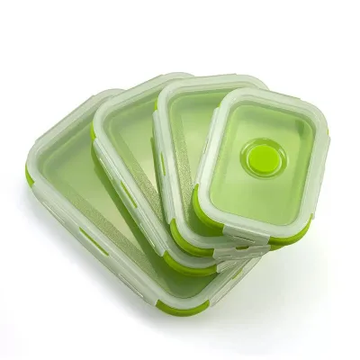 Silicone Lunch Box, Foldable Microwave Oven, Silicone Lunch Box, Refrigerator Storage Box, Fresh-keeping Box Set