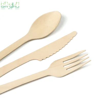 Wholesale Eco-Friendly Disposable Wooden Forks 140mm Natural Wood Cutlery for Camping Party Food Service
